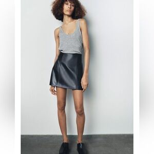 Zara Faux Leather High Waist Black Mini Skirt Moto Whimsygoth Edgy Goth Size M